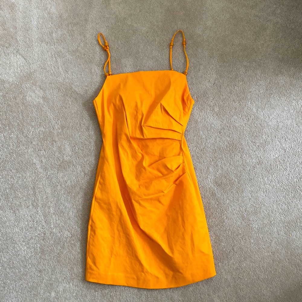 Zara orange linen blend dress size S never worn